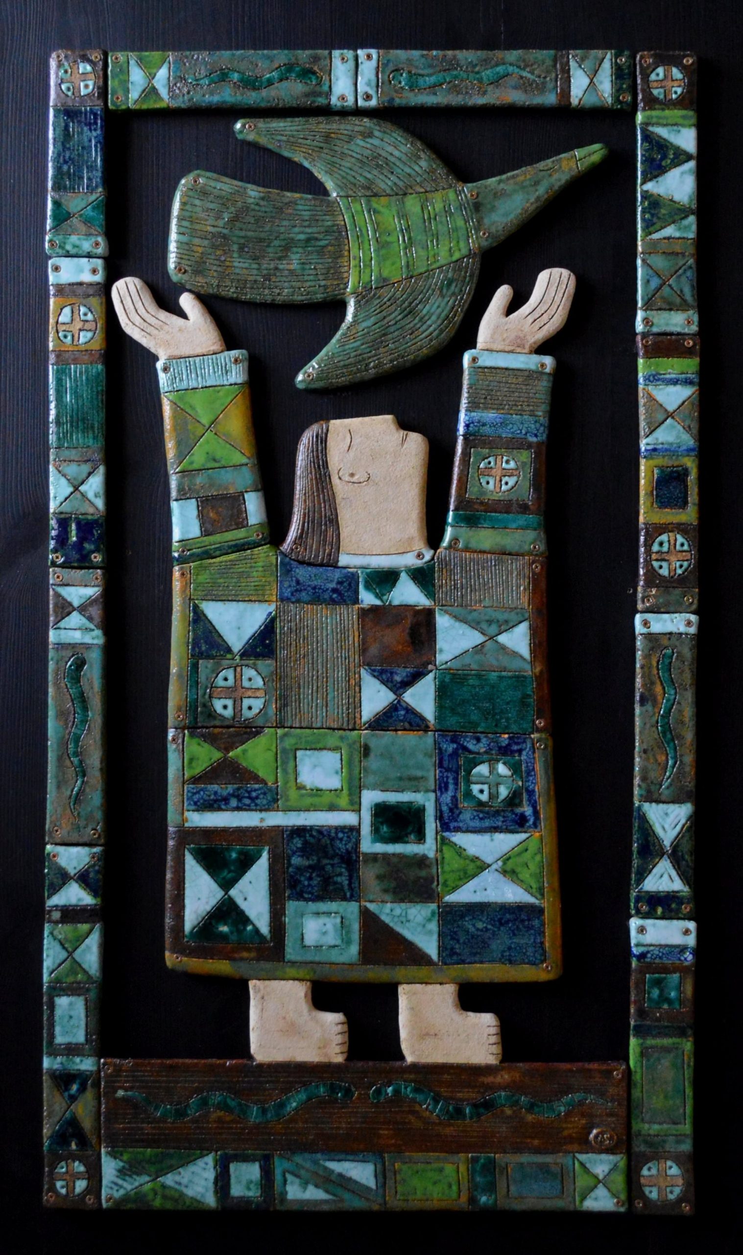on-board - 23.The-vernal-equinox.chamotteglazespanno-ceramic-decorated-on-the-wood-board.120x60.